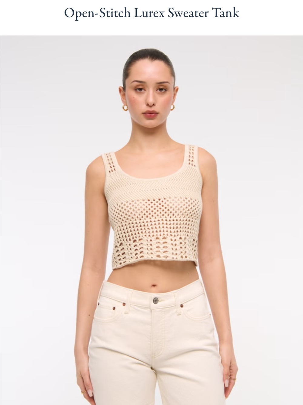 Abercrombie & Fitch Open-Stitch Lurex Sweater Tank - Olive Color XL